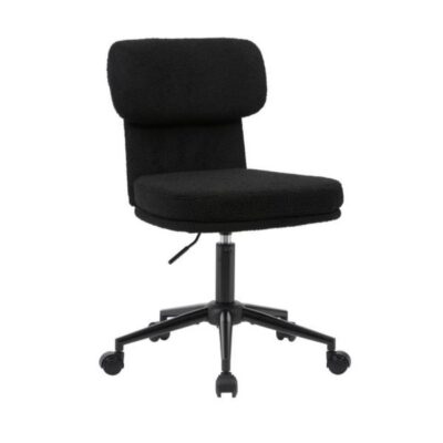 EQUIP - Sedia da scrivania girevole, sedia imbottita in ciniglia, per l'ufficio domestico, regolabile in altezza, base cromata, nera