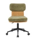 EQUIP - Sedia da scrivania girevole, sedia imbottita in ciniglia, per l'ufficio domestico, regolabile in altezza, base cromata, verde