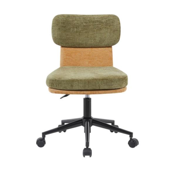 EQUIP - Sedia da scrivania girevole, sedia imbottita in ciniglia, per l'ufficio domestico, regolabile in altezza, base cromata, verde