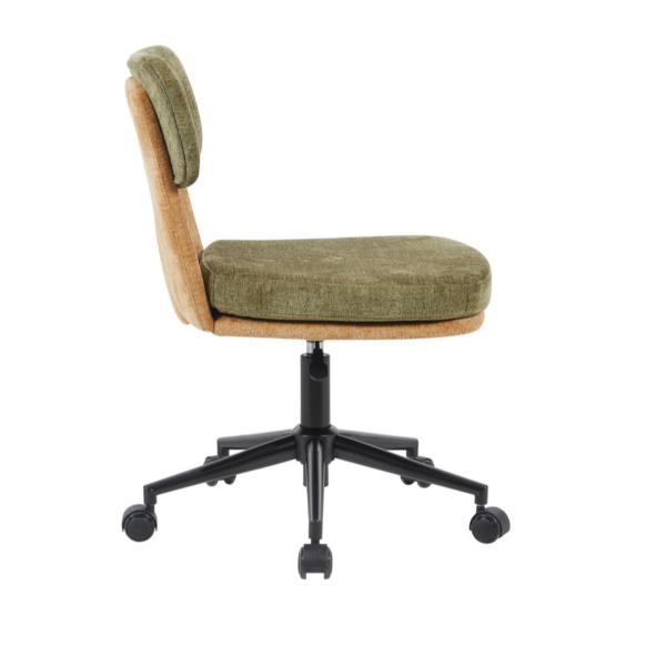 EQUIP - Sedia da scrivania girevole, sedia imbottita in ciniglia, per l'ufficio domestico, regolabile in altezza, base cromata, verde
