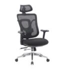 EQUIP - Sedia da ufficio ergonomica, rete in nylon, poggiatesta 4D, braccioli 3D, meccanismo sincrono, base cromata, regolabile in altezza, girevole a 360°