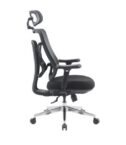 EQUIP - Sedia da ufficio ergonomica, rete in nylon, poggiatesta 4D, braccioli 3D, meccanismo sincrono, base cromata, regolabile in altezza, girevole a 360°