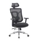 EQUIP - Sedia da ufficio ergonomica, rete in nylon, poggiatesta 4D, braccioli 3D, meccanismo sincrono, base cromata, regolabile in altezza, girevole a 360°