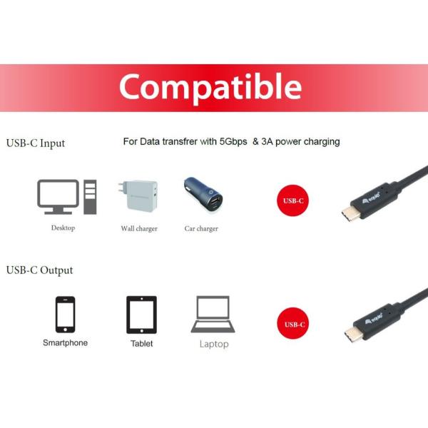 EQUIP - Cavo USB 3.2 Gen 1 C a C, PD 60W, 5Gbps, Nero - 0.5m