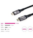 EQUIP - CAVO USB 4 da C a C, PD3.1 240W, 8K/60Hz, 40Gbps, Nero - 0.5m