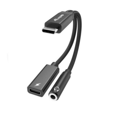 EQUIP - Adattatore audio da USB-C a 3,5 mm 2 in 1, 60 W PD, DAC, guscio in alluminio, nero