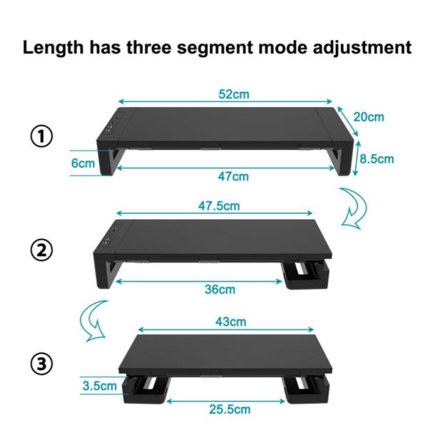 EQUIP - SUPPORTO ERGONOMICO PER MONITOR con USB (USB-A x 4, USB-C x 1)