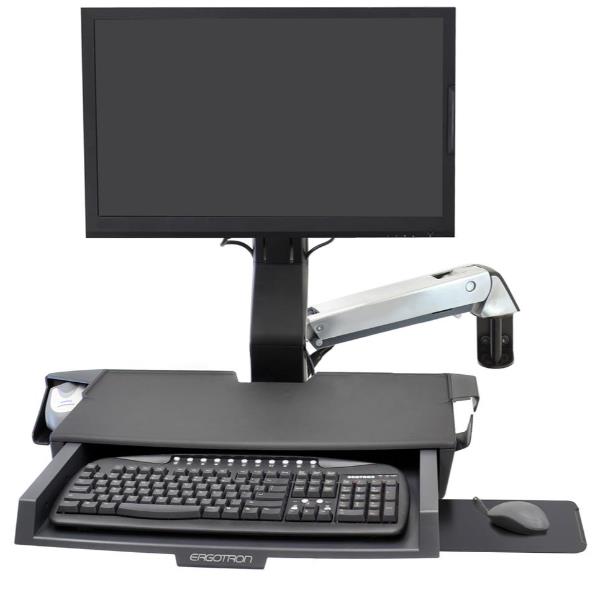 BRACCIO SIT-STAND COMBO STYLEVIEW® CON SUPERFICIE DI LAVORO (ALLUMINIO)
