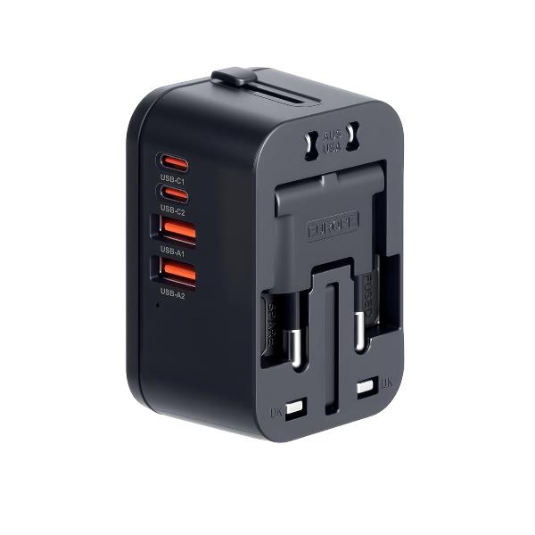XPDC-AC20TRAV Adattatore Universale da Viaggio per Prese Elettriche + USB Charger 4 Porte - 2 x USB-C PD 20W, 2 porte USB-A QC 18W