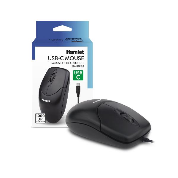XMICEU2-C MOUSE OTTICO USB-C 1000dpi + 3 TASTI