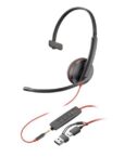 Cuffie HP Poly Blackwire 3215 USB-C/A + AUX 3,5 mm