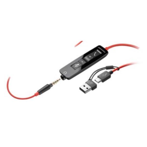Cuffie HP Poly Blackwire 5210 Monaural USB-C Headset +3.5mm Plug +USB-C/A Adapter (Bulk)