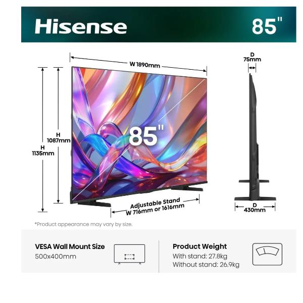 85 E79S QLED 4K ULTRA HD SMART VIDAA 60HZ