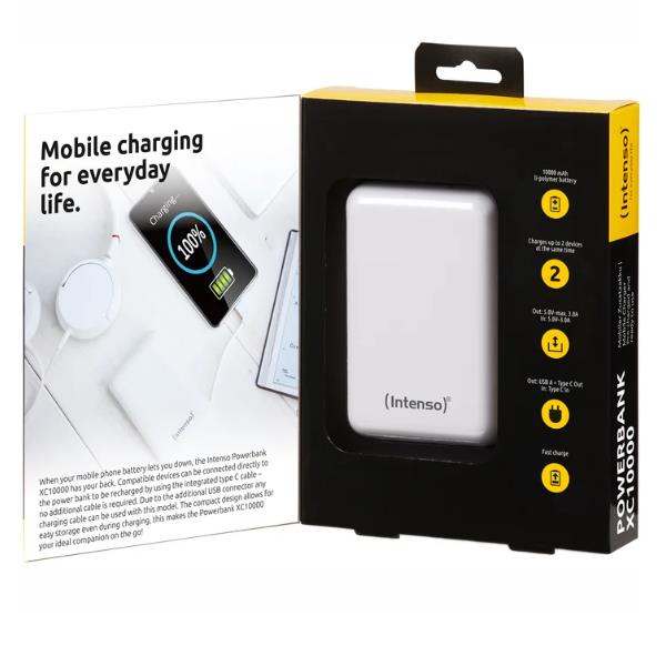 Powerbank XC10000 mah Cavo integrato White
