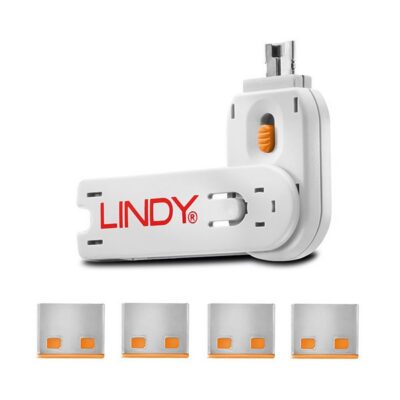 BLOCCA PORTE USB ARANCIONE + 4 SERRATURE