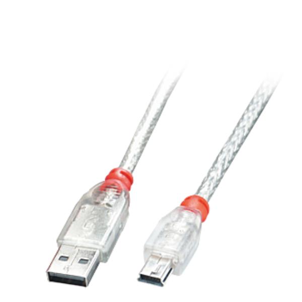 Cavo USB 2.0 Tipo A a Mini-B Trasparente 1m