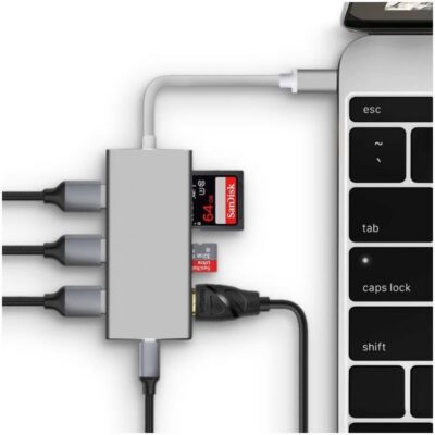 NILOX TECH - Mini docking station con porta USB-C 3.1, 3 porte USB, lettore di memorie, HDMI 4K
