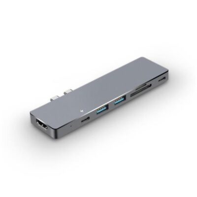 NILOX TECH - Docking station con porta USB-C 3.1, compatibile con Macbook PRO, 2 porte USB, HDMI 4K, lettore memorie, THUNDERBOLT 3