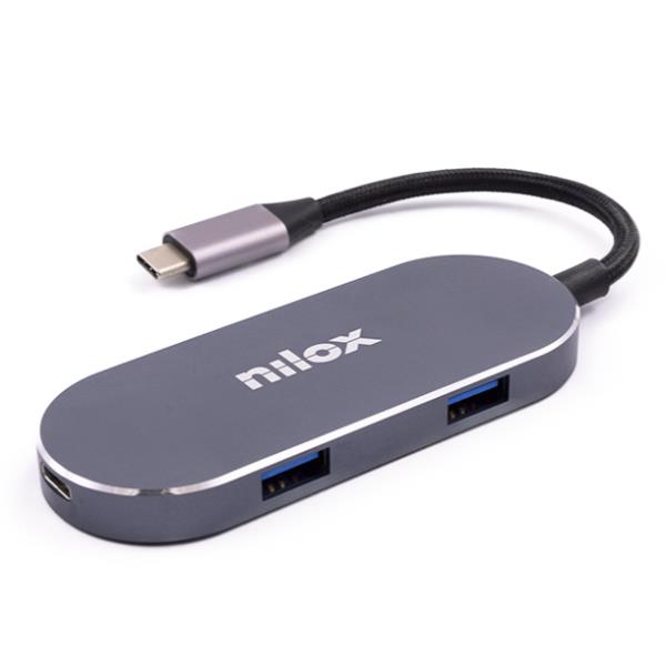 NILOX TECH - Docking station con porta USB-C, tecnologia Power delivery, HDMI 4K, 3 porte USB-C 3.2, potenza massima 87 Watt