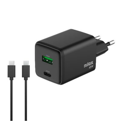 NILOX TECH - 45W Caricatore GaN 2 porte + cavo USB-C a USB-C da 2 metri