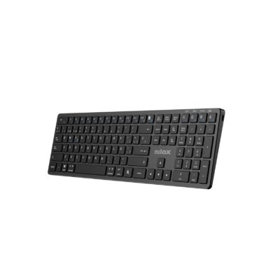 NILOX TECH - Tastiera connessione wireless DUAL (BT 5.2 e Dongle 2.4GHZ), ricaricabile tramite porta USB-C, cavo incluso, 110 tasti, layout italiano, connessione simultanea