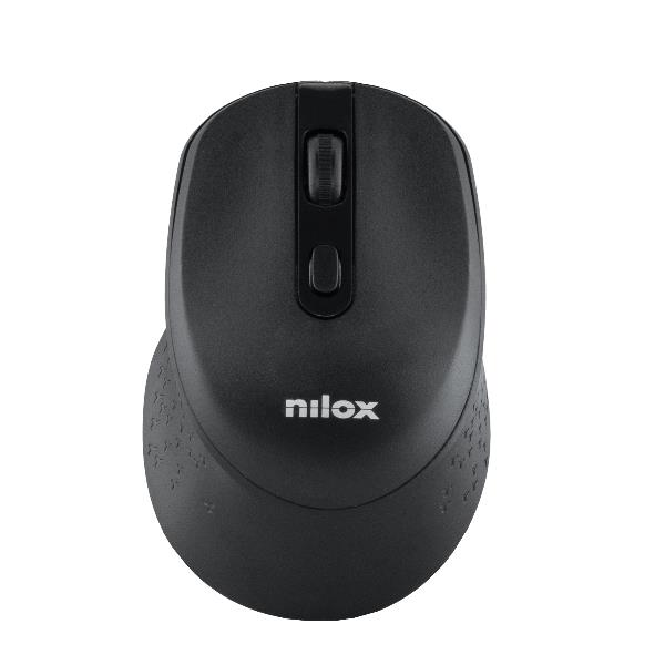 NILOX TECH - Mouse ottico, connessione wireless 2.4 Ghz, 4 tasti con silent click, 1600DPI, funziona con pile AA(non incluse) ergonomico
