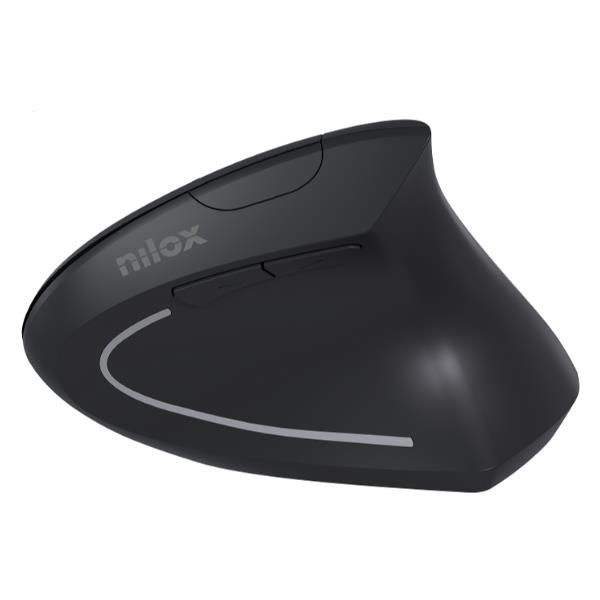 NILOX TECH - Mouse ottico verticale, connessione wireless 2.4 Ghz, 1600DPI, 6 tasti, funziona con pile AA(non incluse), ergonomico