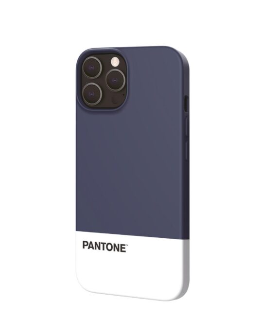 PANTONE - Cover in TPU bicolore blu navy e bianco bordi anti-scivolo protezione tasti laterali compatibile con Apple iPhone 13 Pro