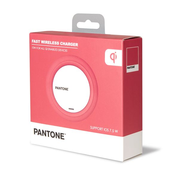 PANTONE - Caricabatteria wireless, cavo alimentazione MicroUsb input e USB-A output, potenza massima 10 Watt