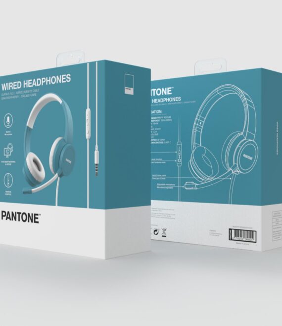 PANTONE - Cuffia a filo per utilizzo PC con presa jack 3.5mm, lunghezza cavo 1.2 mt, controllo remoto integrato [IT COLLECTION]