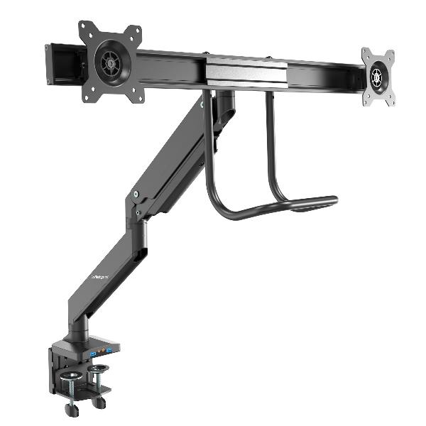 Braccio per doppio monitor da tavolo - 2 porte USB 3.0