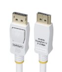 Cavo DisplayPort 1.2 certificato VESA bianco da 1,8 m, 4K 60 Hz, 21,6 Gbps, connettori DP a scatto,