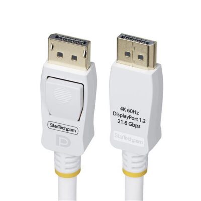 Cavo DisplayPort 1.2 certificato VESA bianco da 1,8 m, 4K 60 Hz, 21,6 Gbps, connettori DP a scatto,