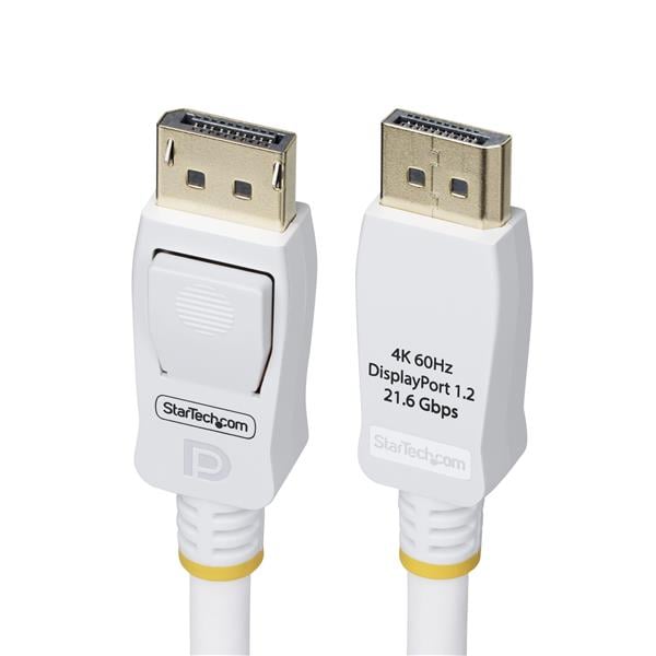Cavo DisplayPort 1.2 certificato VESA bianco da 1,8 m, 4K 60 Hz, 21,6 Gbps, connettori DP a scatto,