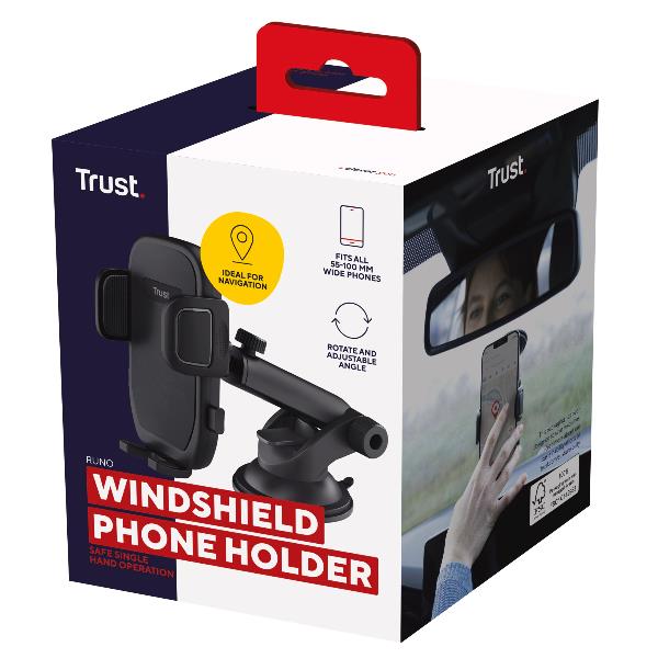 SUPPORTO/HOLDER PER TELEFONO CON MONTAGGIO AL PARABREZZA - TRUST RUNO - NERO