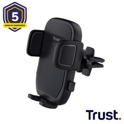 SUPPORTO/HOLDER PER TELEFONO CON MONTAGGIO ALLA VENTOLA DELL’ARIA - TRUST RUNO - NERO