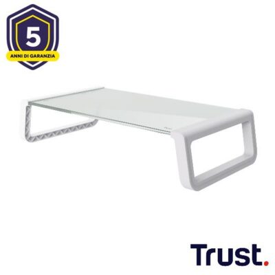 SUPPORTO MONITOR IN VETRO TEMPERATO - TRUST MONTA - BIANCO