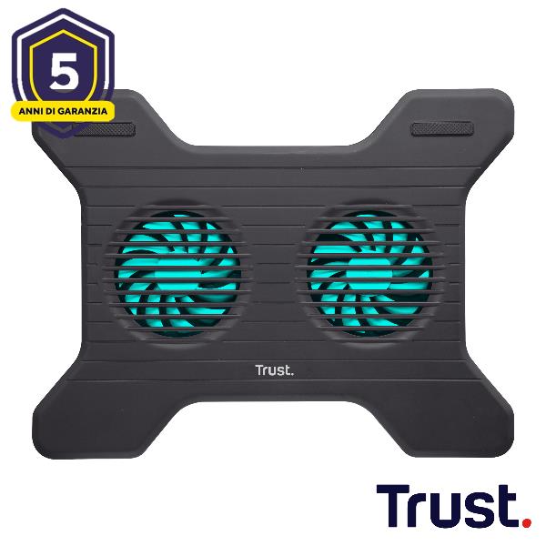 SUPPORTO/RIALZO NOTEBOOK CON 2 VENTOLE DI RAFFREDDAMENTO - TRUST XSTREAM BREEZE - NERO