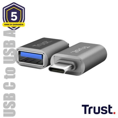 ADATTATORE DA USB-C (MASCHIO) A USB-A (FEMMINA), CONFEZIONE DA 2 - TRUST CALYX - GRIGIO