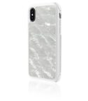 WHITE DIAMONDS - Cover Ultra protettiva con bordi anti-shock con texture Madre perla bianco compatibile con Apple iPhone Xs/ iPhone X