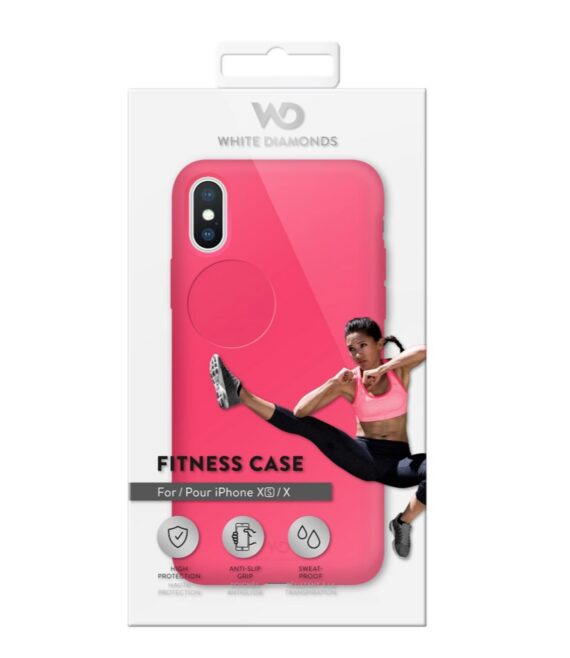 WHITE DIAMONDS - Cover semi-trasparente in TPU rigido con glitter fluttuanti nel liquido compatibile con Apple iPhone Xs/ iPhone X