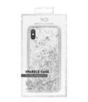 WHITE DIAMONDS - Cover semi-trasparente in TPU rigido con glitter fluttuanti nel liquido compatibile con Apple iPhone Xs/ iPhone X