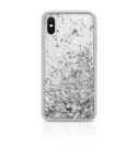 WHITE DIAMONDS - Cover semi-trasparente in TPU rigido con glitter fluttuanti nel liquido compatibile con Apple iPhone Xs/ iPhone X