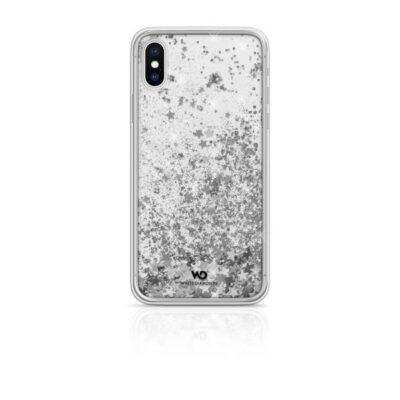WHITE DIAMONDS - Cover semi-trasparente in TPU rigido con glitter fluttuanti nel liquido compatibile con Apple iPhone Xs/ iPhone X