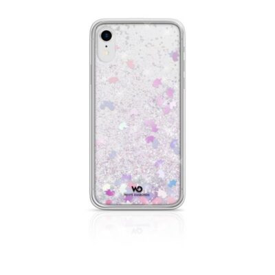 WHITE DIAMONDS - Cover semi-trasparente in TPU rigido con glitter fluttuanti nel liquido compatibile con Apple iPhone Xs/ iPhone X