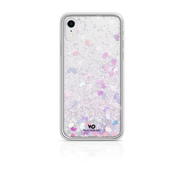 WHITE DIAMONDS - Cover semi-trasparente in TPU rigido con glitter fluttuanti nel liquido compatibile con Apple iPhone Xs/ iPhone X