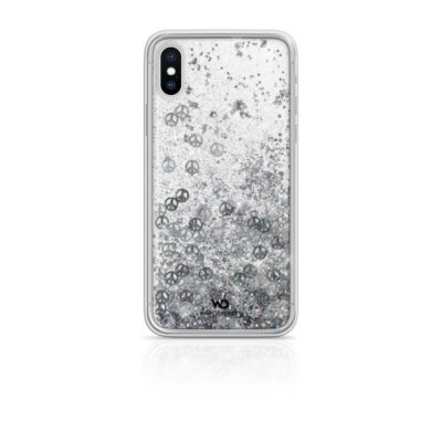 WHITE DIAMONDS - Cover semi-trasparente in TPU rigido con glitter fluttuanti nel liquido compatibile con Apple iPhone Xs/ iPhone X