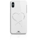 WHITE DIAMONDS - Cover trasparente in TPU morbido impreziosita da cristalli di Swarovski che formano un cuore compatibile con Apple iPhone Xs/ iPhone X