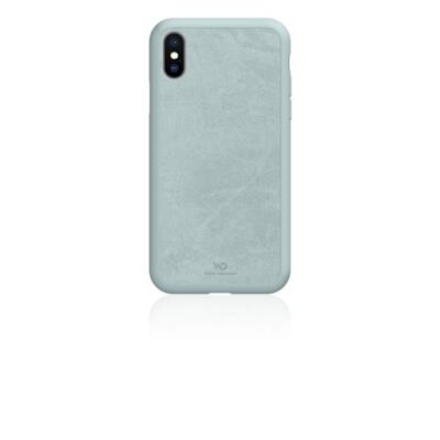 WHITE DIAMONDS - Cover con materiale simil Alcantara colore azzurro compatibile con Apple iPhone Xs/ iPhone X