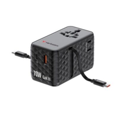 UNIVERSAL TRAVEL ADAP.GAN III 70W con doppia cavo usb C incorporato